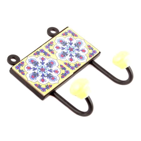 Yellow And Turquoise Tiny Flower Ceramic Tiles Hooks Online